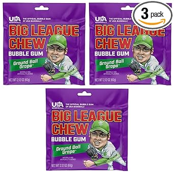 Big League Chew Cotton Candy Bubble Gum 3-Pack - Throwback MLB Watch Party Snack and Gift for Nostalgic Baseball Dads