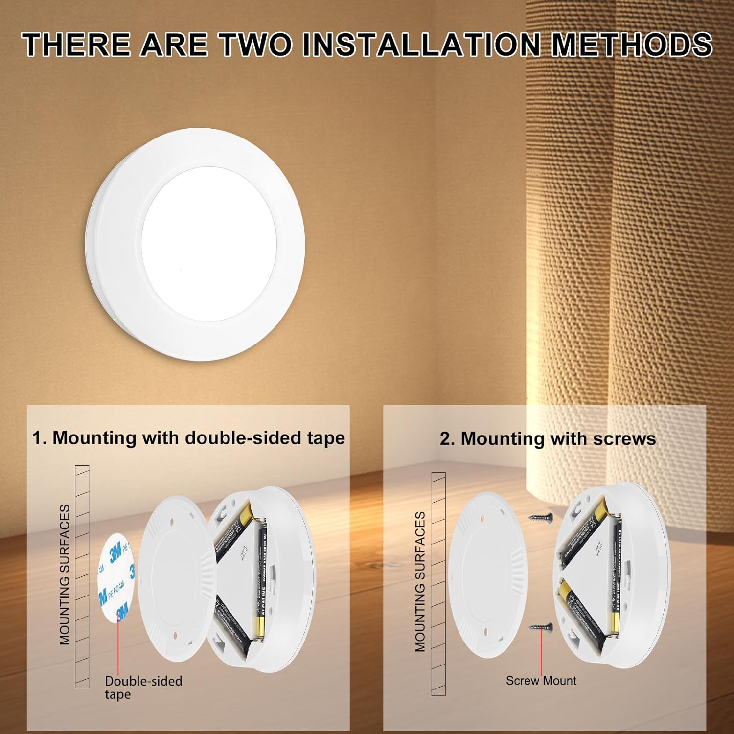 BIGMONAT LED Puck Light – Effortless Wireless Spot Light for Streamlined Apartments, Renter Friendly No Drill Design