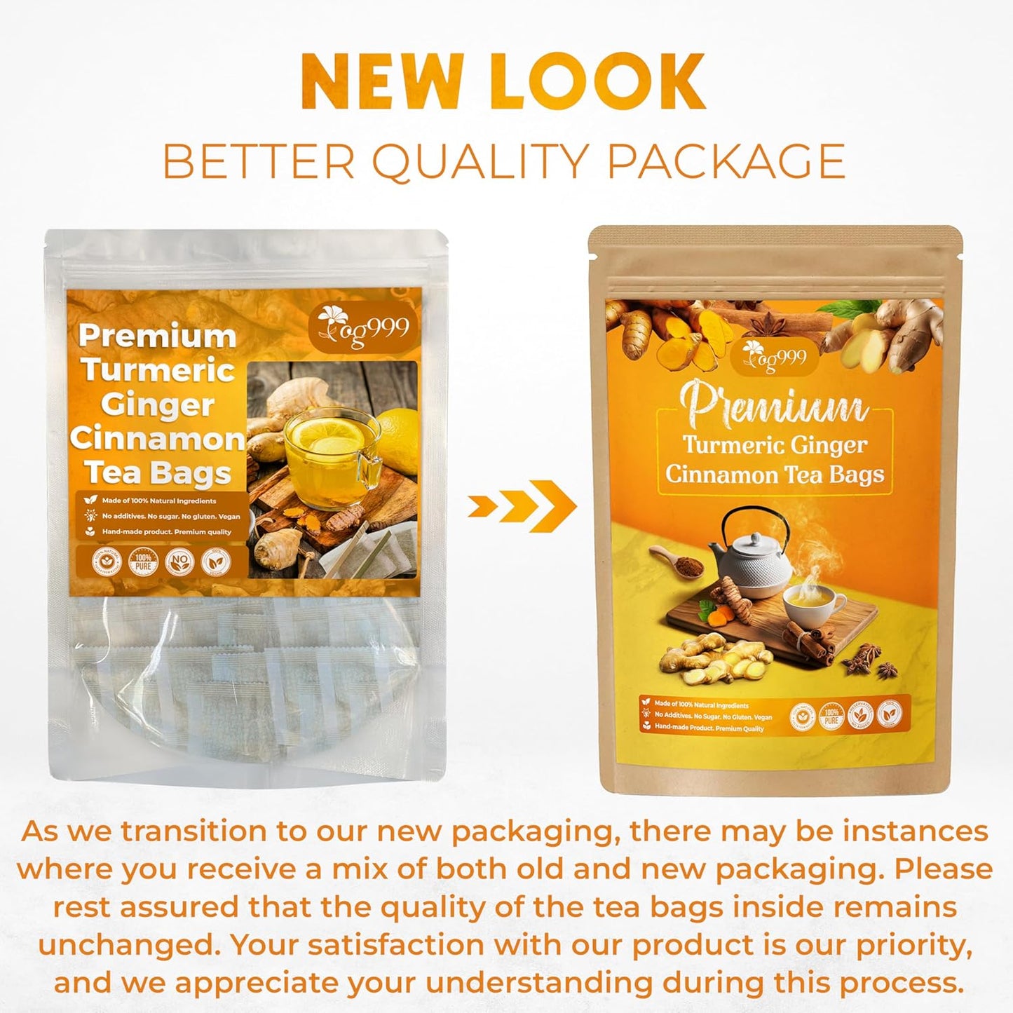 biodegradable corn-fiber tea bags free of strings, staples, adhesive, bleach, and dyes