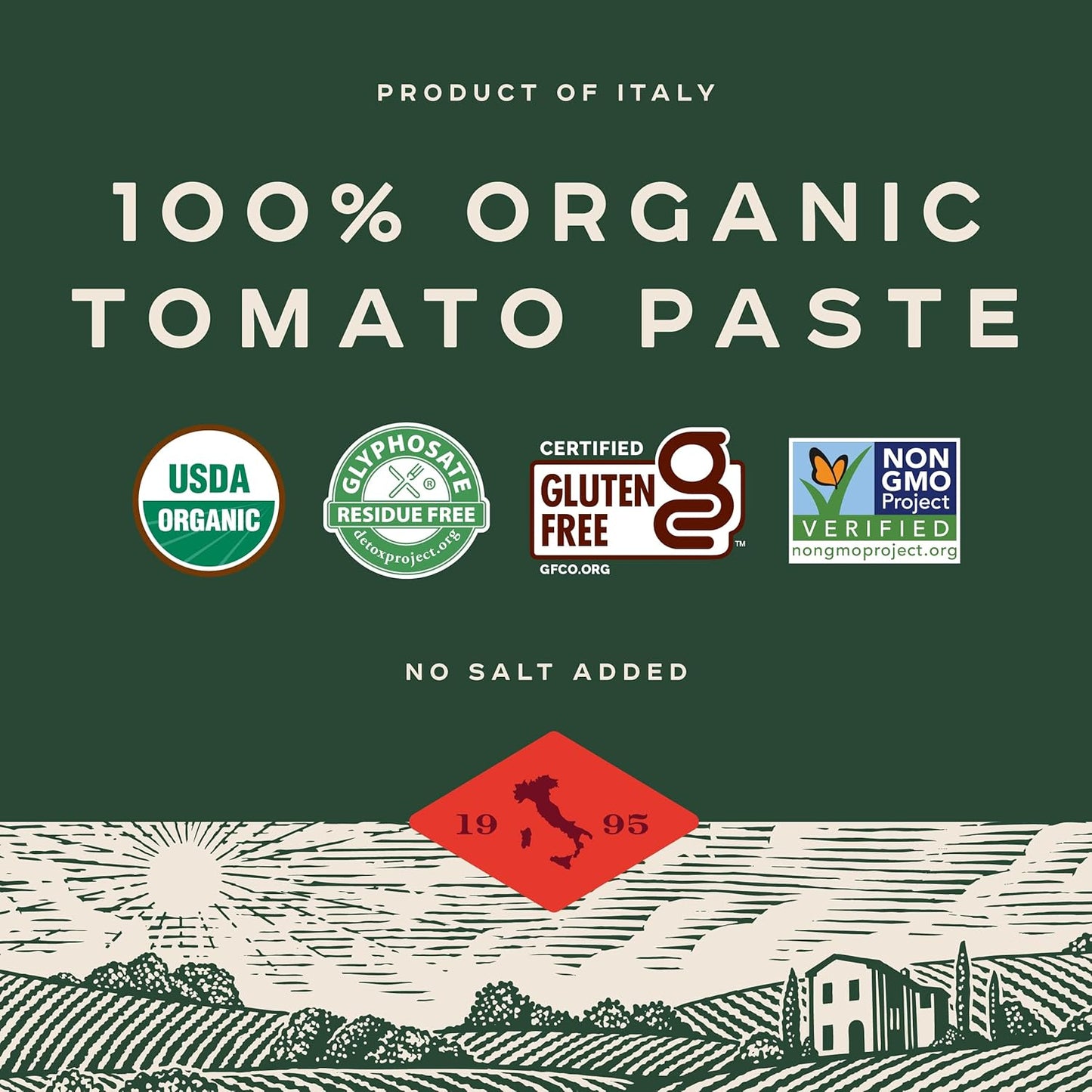 Bionaturae Organic Tomato Paste - Estate Style Italian Concentrate in Refillable Glass Jar for the Discerning Home Chef, 7 Oz