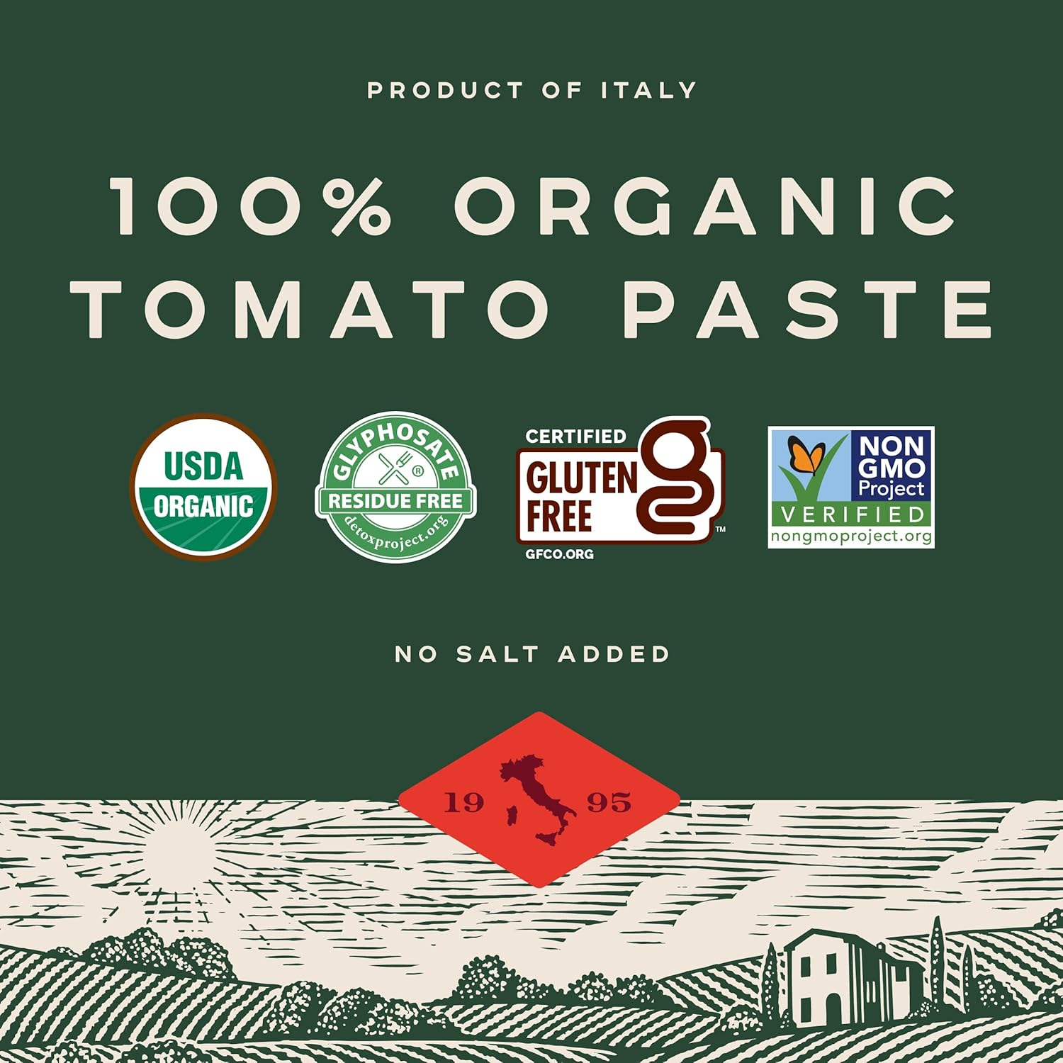 Bionaturae Organic Tomato Paste - Estate Style Italian Concentrate in Refillable Glass Jar for the Discerning Home Chef, 7 Oz