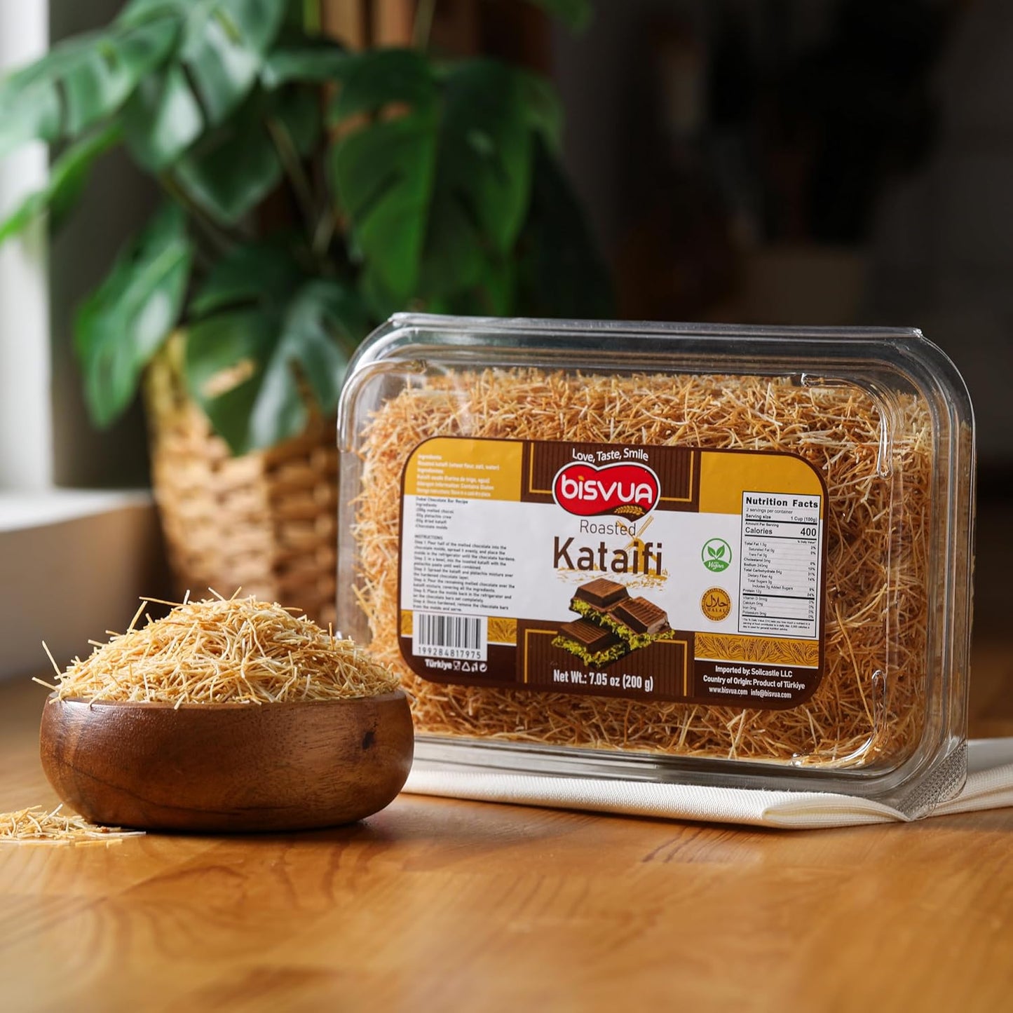BISVUA Authentic Kadayif 200g – Wholesome Toasted Phyllo Dough for Plant-Based Pastry & Guilt-Free Dubai Chocolate