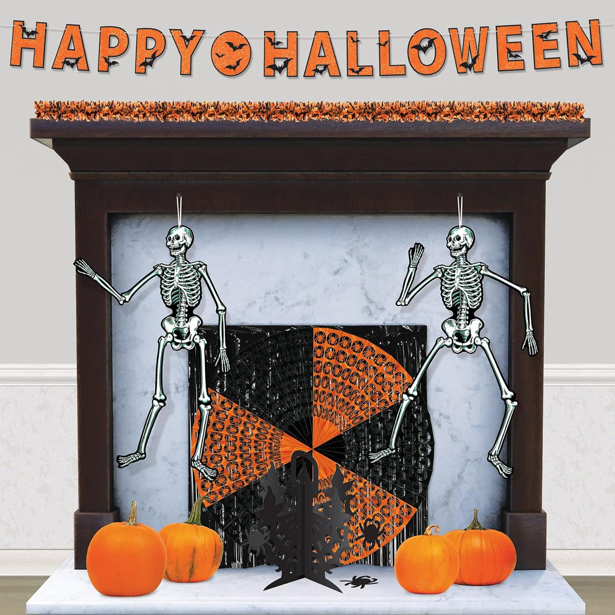 black and white color scheme with solid pattern suited to classic halloween decor