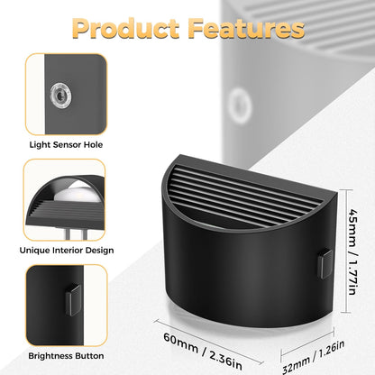 black cylindrical minimalist housing that does not block the adjacent outlet