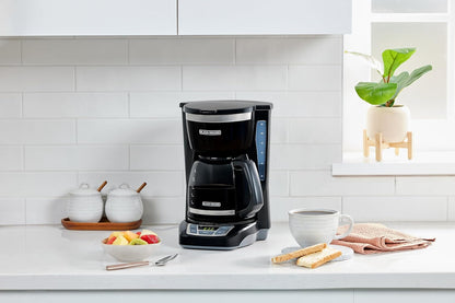 BLACK+DECKER 12-Cup Programmable Coffee Maker for Study and Focus Sessions, Sneak-A-Cup Mid-Brew Pause Feature