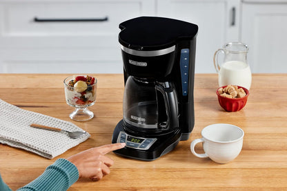BLACK+DECKER 12-Cup Programmable Coffee Maker for Study and Focus Sessions, Sneak-A-Cup Mid-Brew Pause Feature