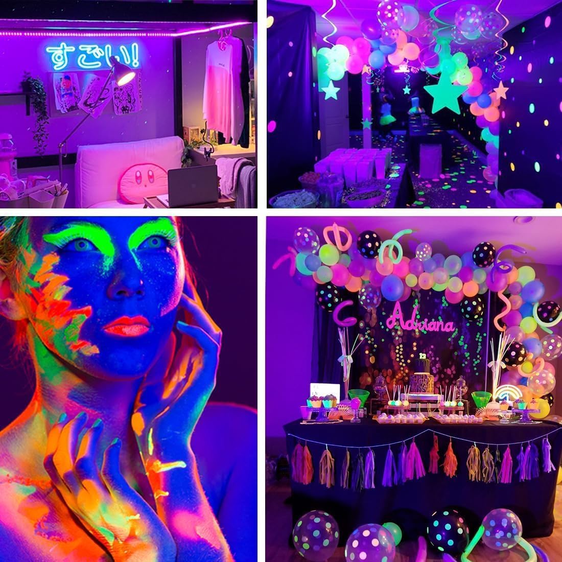 Black Light LED Strip – Cool Valentine's Day Gift for Couples, Neon Glow Room Decor for Bedrooms and Home Studios