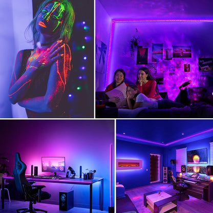 Black Light LED Strip – Cool Valentine's Day Gift for Couples, Neon Glow Room Decor for Bedrooms and Home Studios