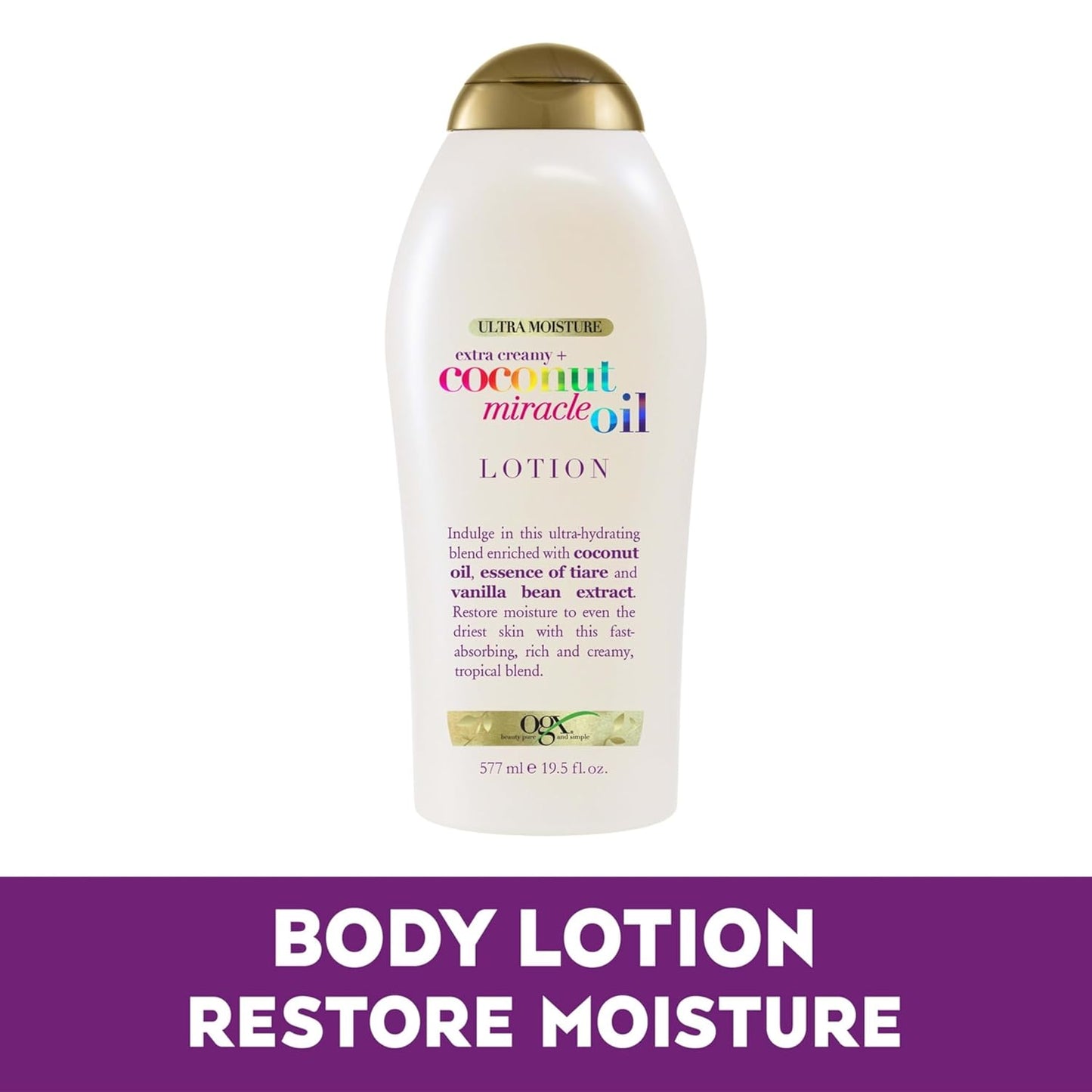 blend of coconut oil, vanilla bean extract and tiare essence