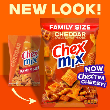 blend of corn chex, wheat chex, pretzels, mini breadsticks, and cheddary crackers in a single mix