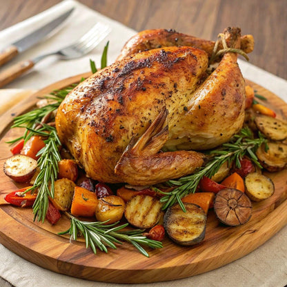 blend of natural herbs and spices including garlic, rosemary, sea salt, paprika, thyme, parsley, and onion