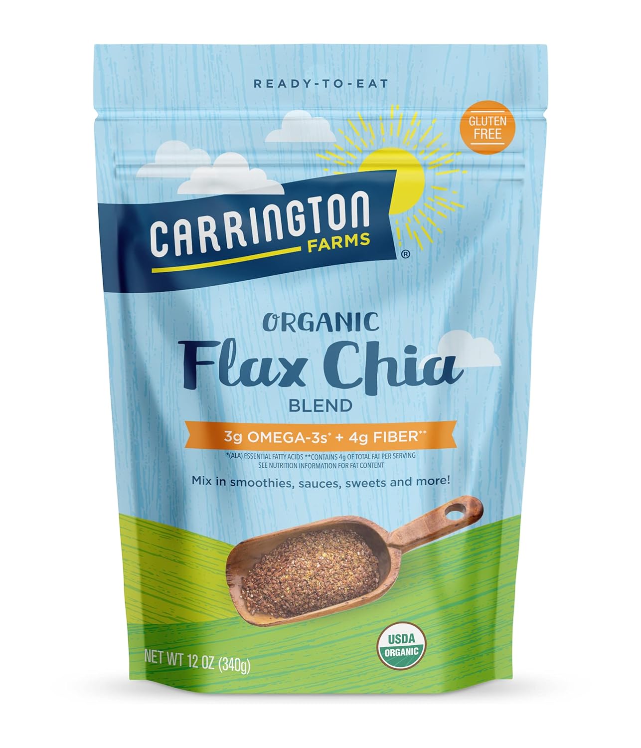 blend of organic milled flax seeds and organic chia seeds in one pouch