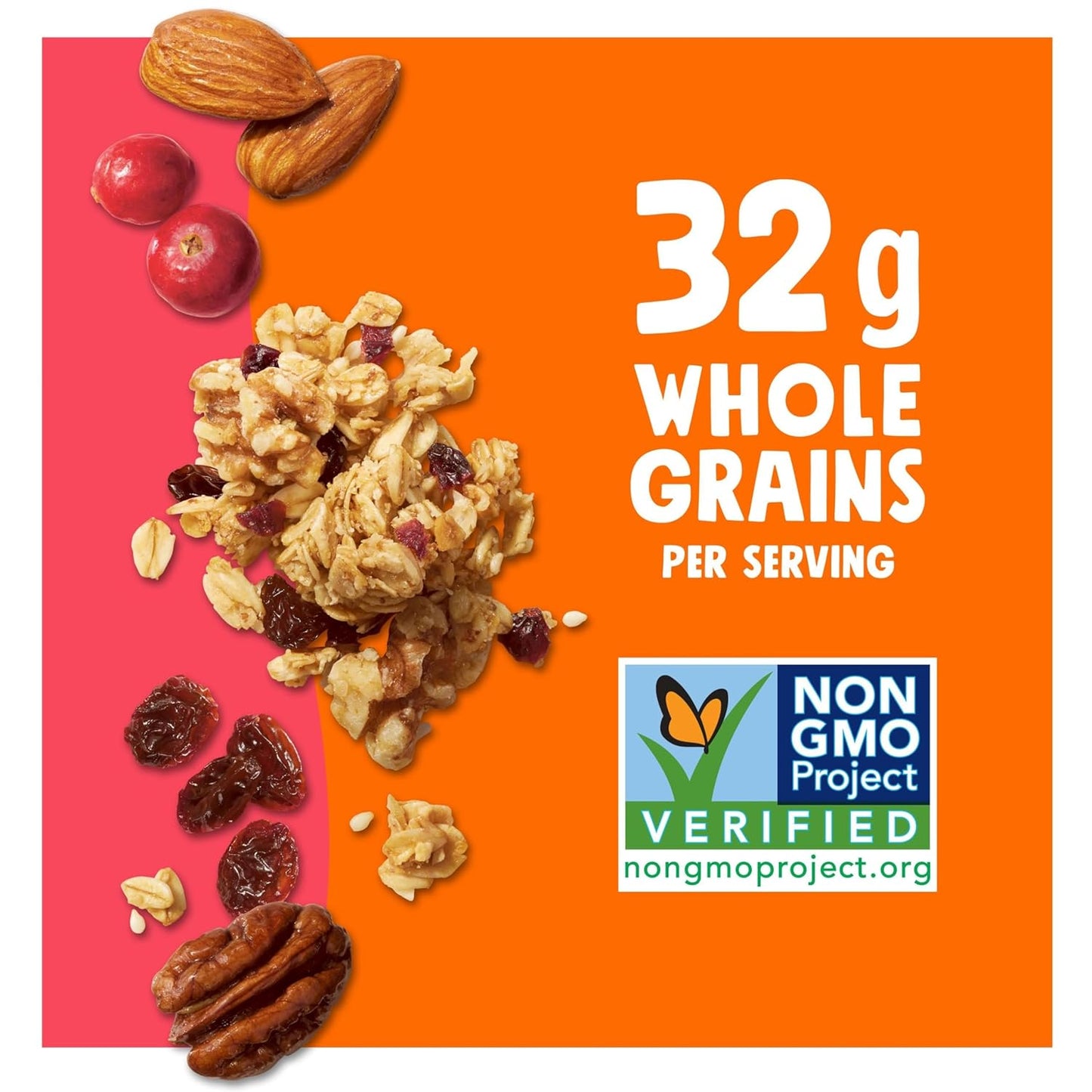 blend of whole grain oats, almonds, pecans, walnuts, raisins, and dried cranberries