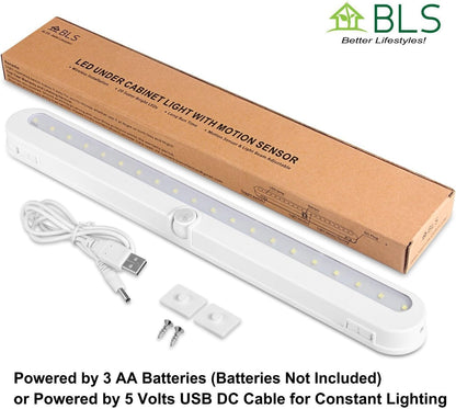 BLS T01L USB Motion Light – Uncluttered Drawer and Bookcase Accent Lighting, Rechargeable and Adhesive Mounted