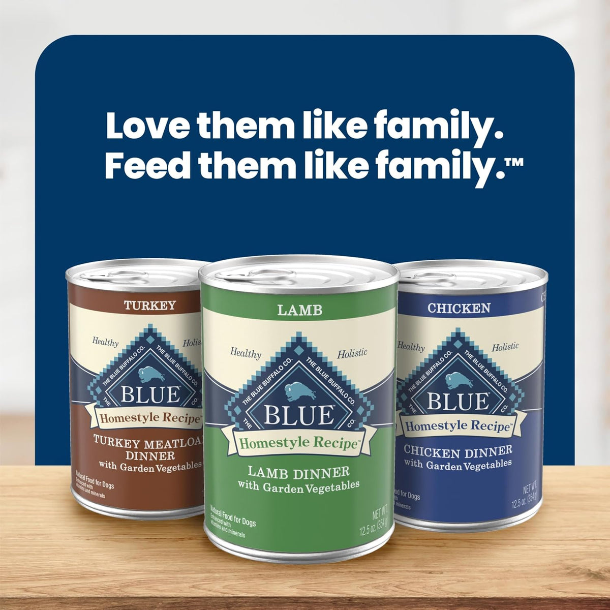Blue Buffalo Homestyle Wet Dog Food Paté – Vet-Formulated Variety Pack Safe for Family Dogs Around Children, 6 x 12.5-oz Cans