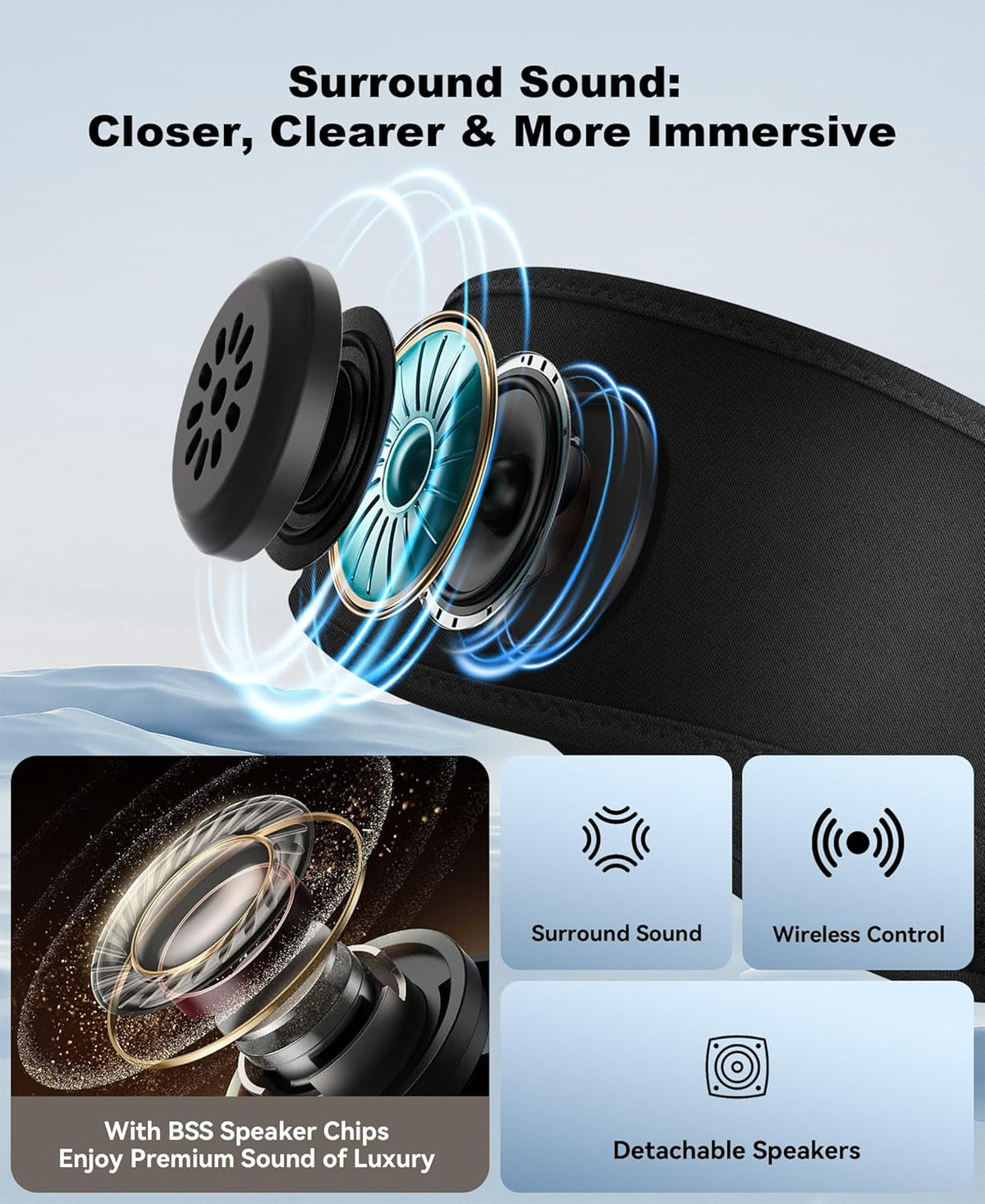 bluetooth 5.4 wireless connectivity with a 25-meter range, built-in microphone, sound isolation, and wind-noise reduction