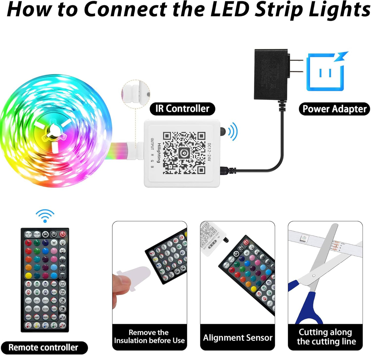 bluetooth app control plus ir remote for brightness, color, scheduling, and timer functions