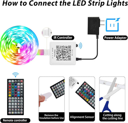bluetooth app control plus ir remote for brightness, color, scheduling, and timer functions