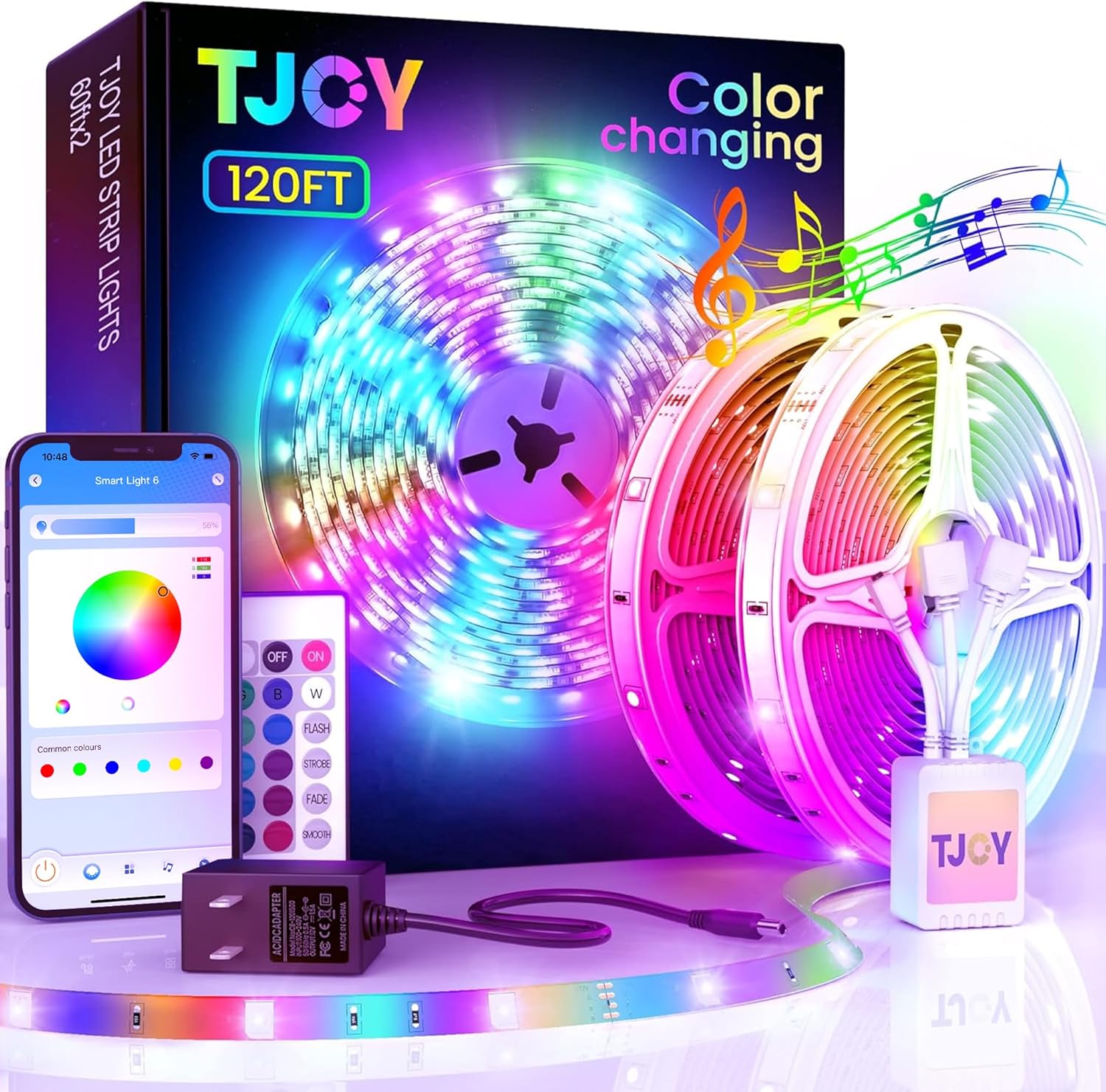 bluetooth app control with 16 million colors and 22 dynamic modes