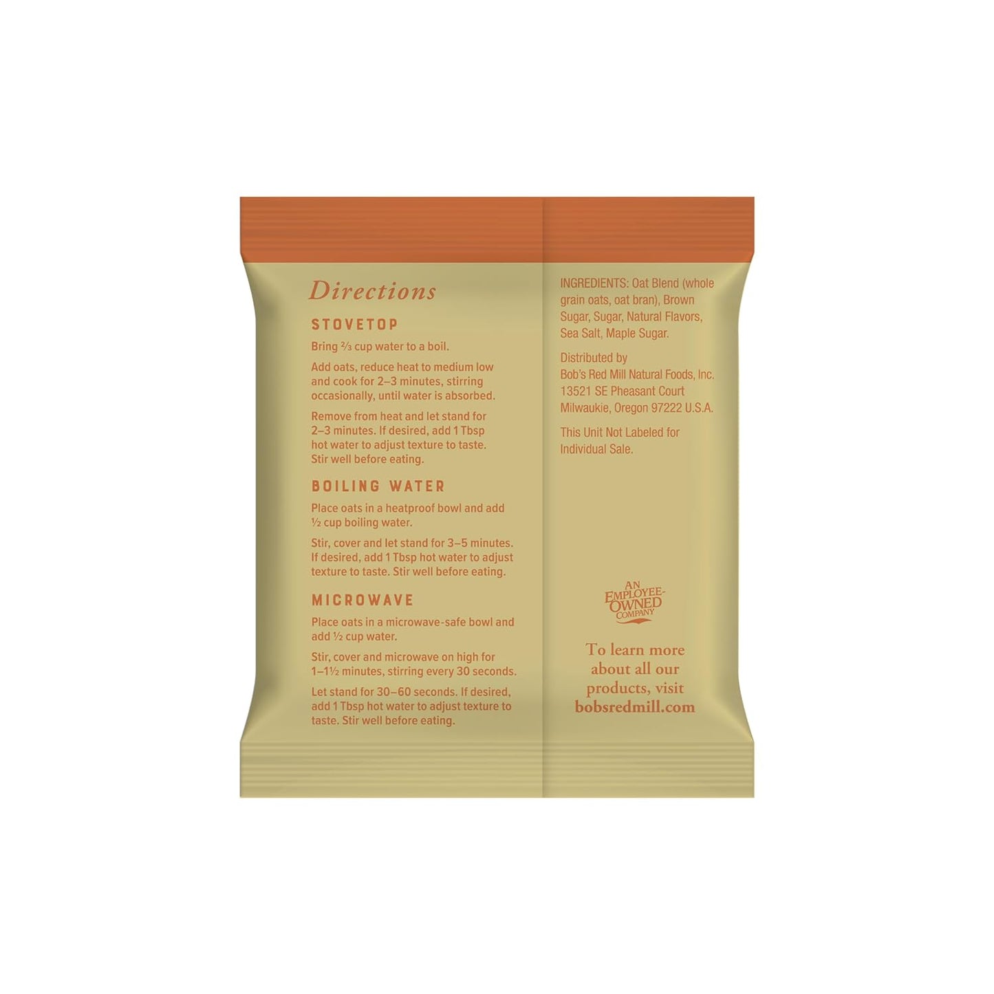 Bob's Red Mill Maple Brown Sugar Instant Oatmeal – 3-Minute Desk Breakfast for Busy Professionals, 6 Single-Serve Packets