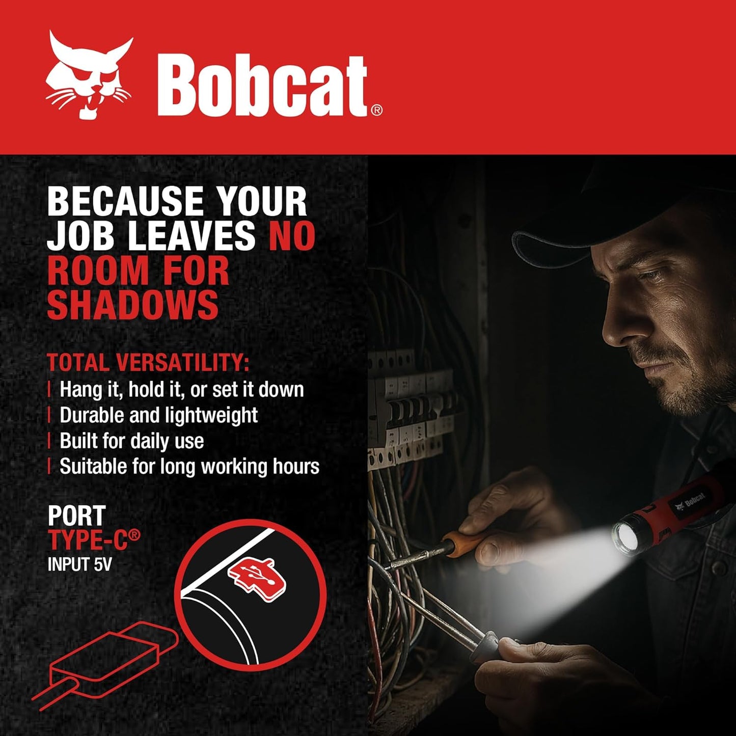 Bobcat Battery-Powered Neck Light – Compact Outdoor Lighting for Emergency Kits and Campsites