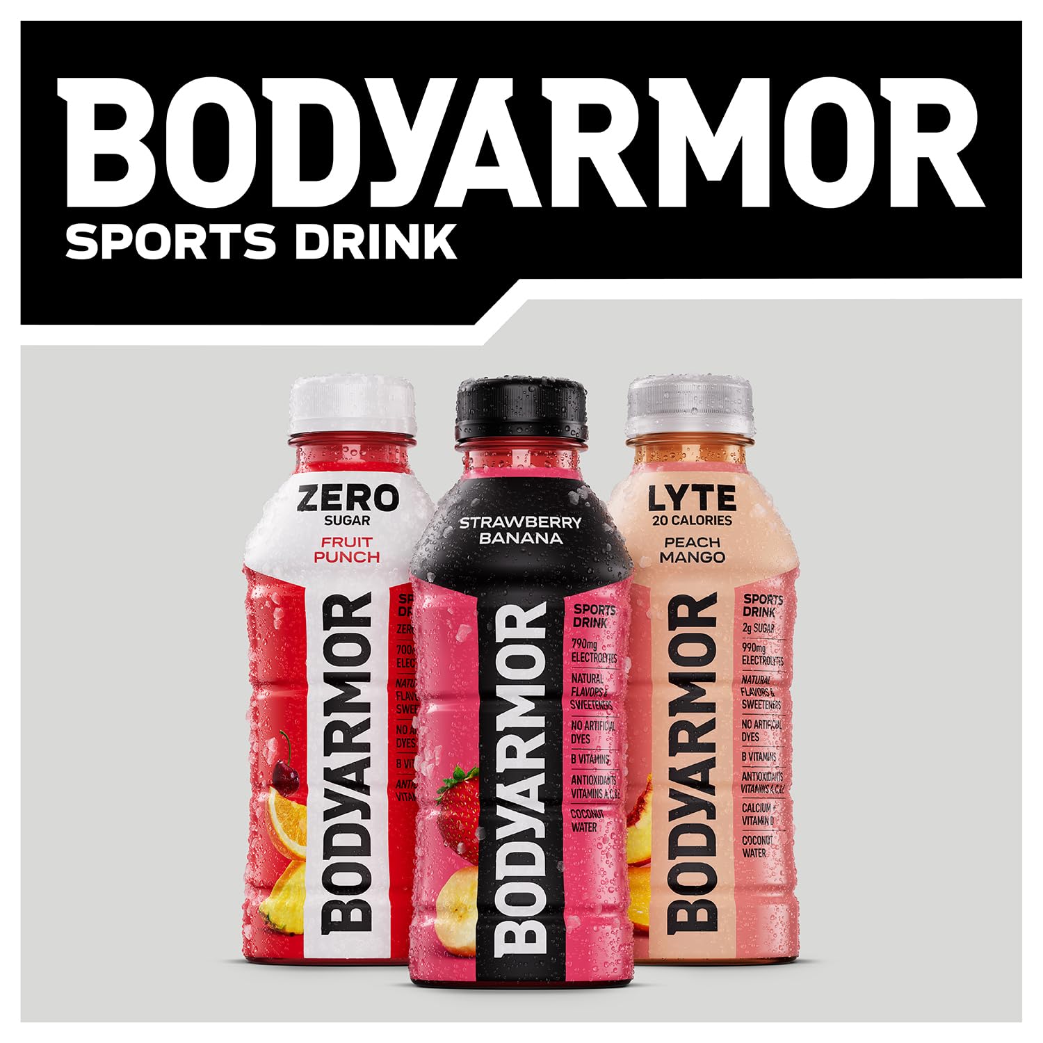 BODYARMOR Electrolyte Beverage – Outdoor Recovery Hydration for Runners and Cyclists, Natural Coconut Water Sports Drink