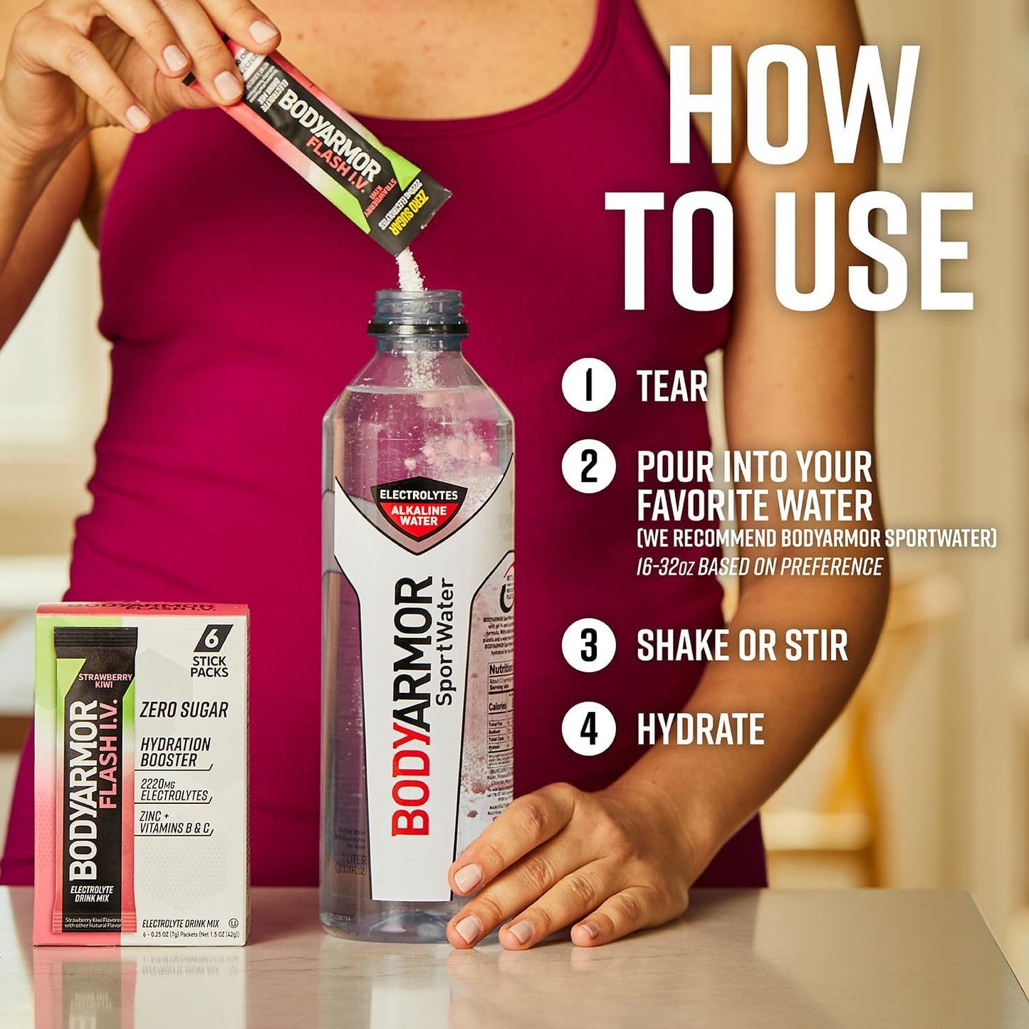 BODYARMOR Flash IV Electrolyte Packets – On-the-Go Hydration for Trail Runs and Picnic Days, Zero Sugar Coconut Water