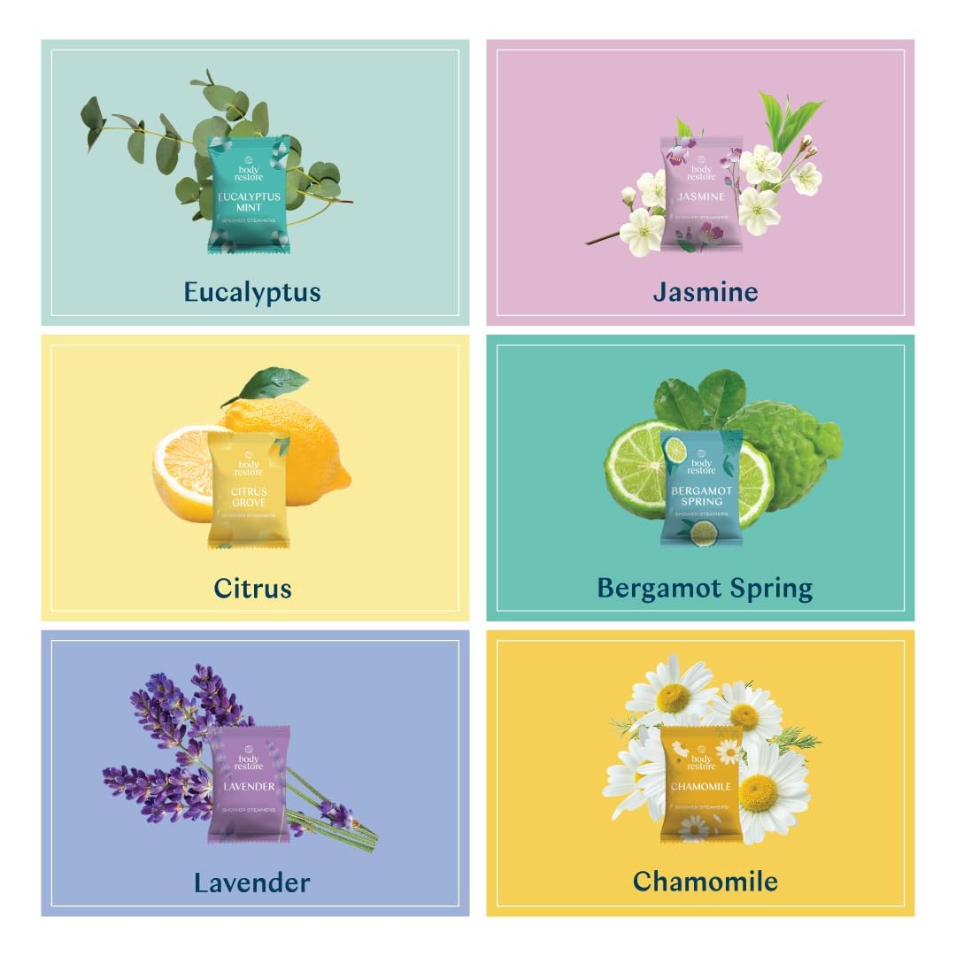 BodyRestore Shower Steamers Aromatherapy – Holiday Stocking Stuffer & Gift Basket Addition, 15 Pack Self Care Tablets