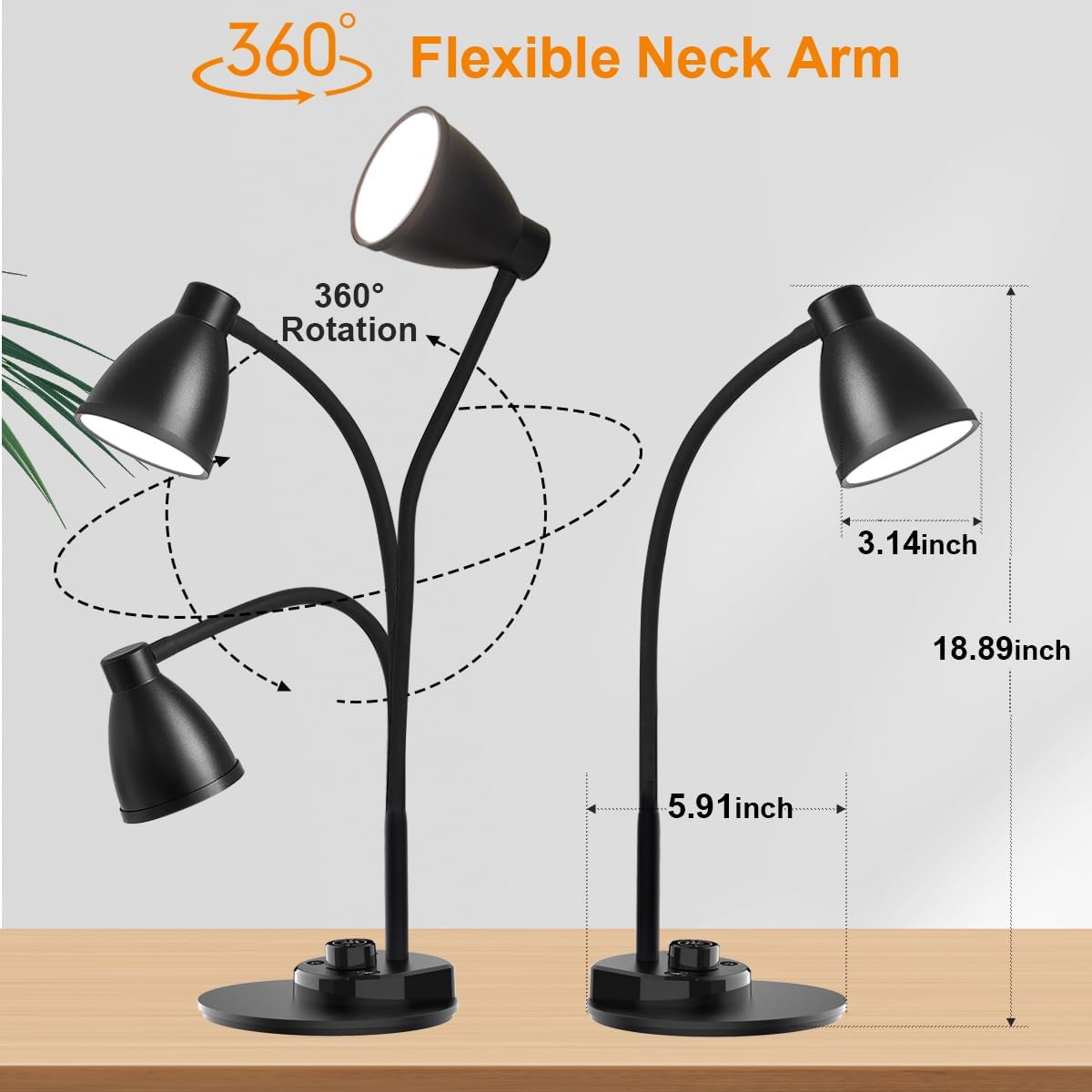 BOHON Sleek LED Table Lamp for Reading Nook – Matte Finish Task Light with 3 Color Temperature Modes