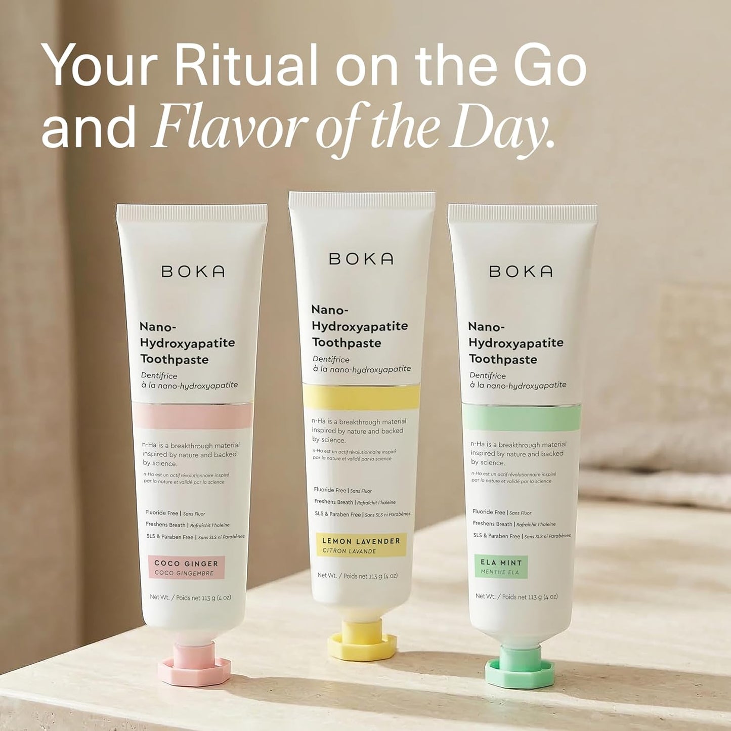 Boka Nano Hydroxyapatite Toothpaste in Neutral Ela Mint – Clean Design Fluoride Free Brushing for Minimalist Vanities