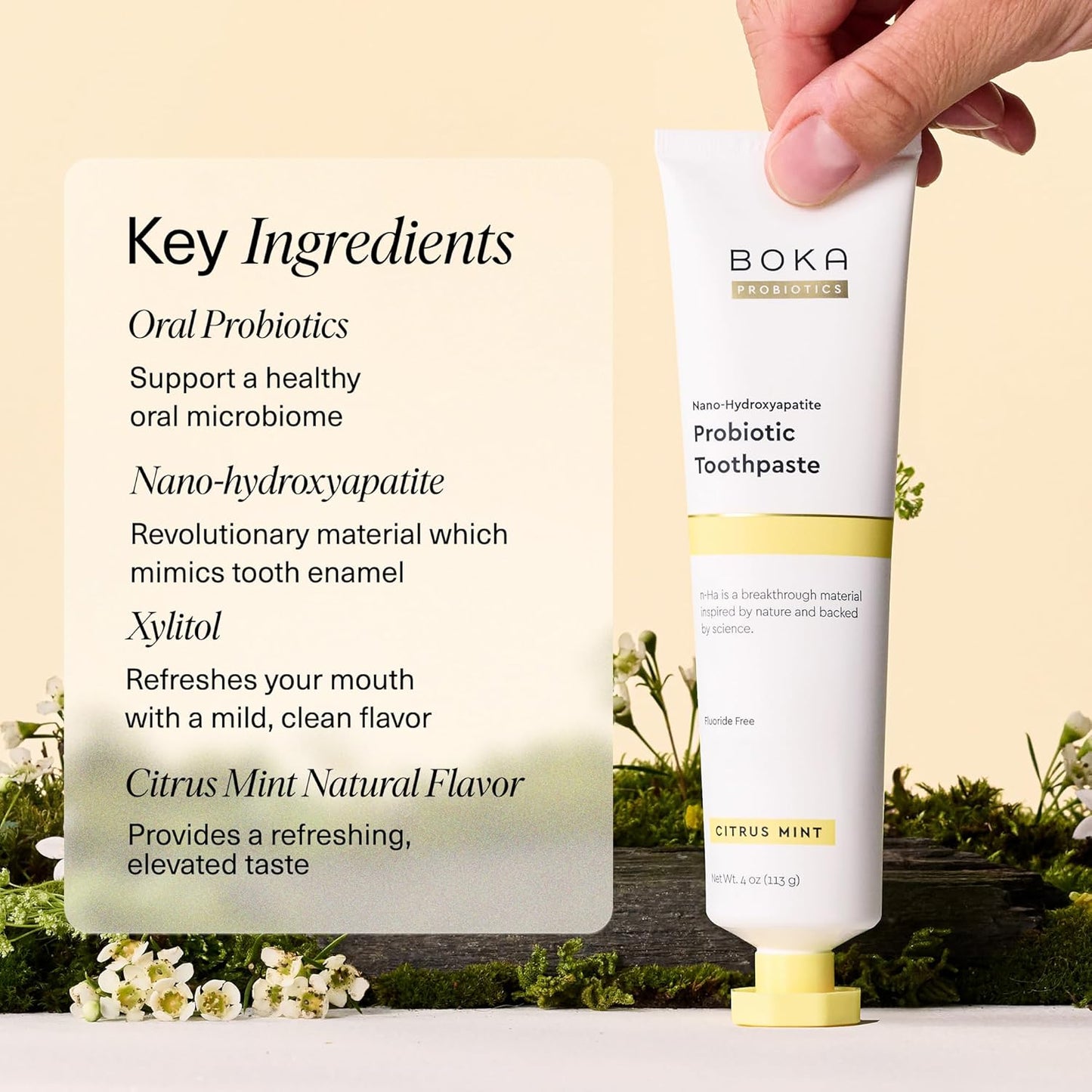 Boka Probiotic Toothpaste with Nano Hydroxyapatite – Biohacker Oral Care for a Calming Nighttime Wind-Down
