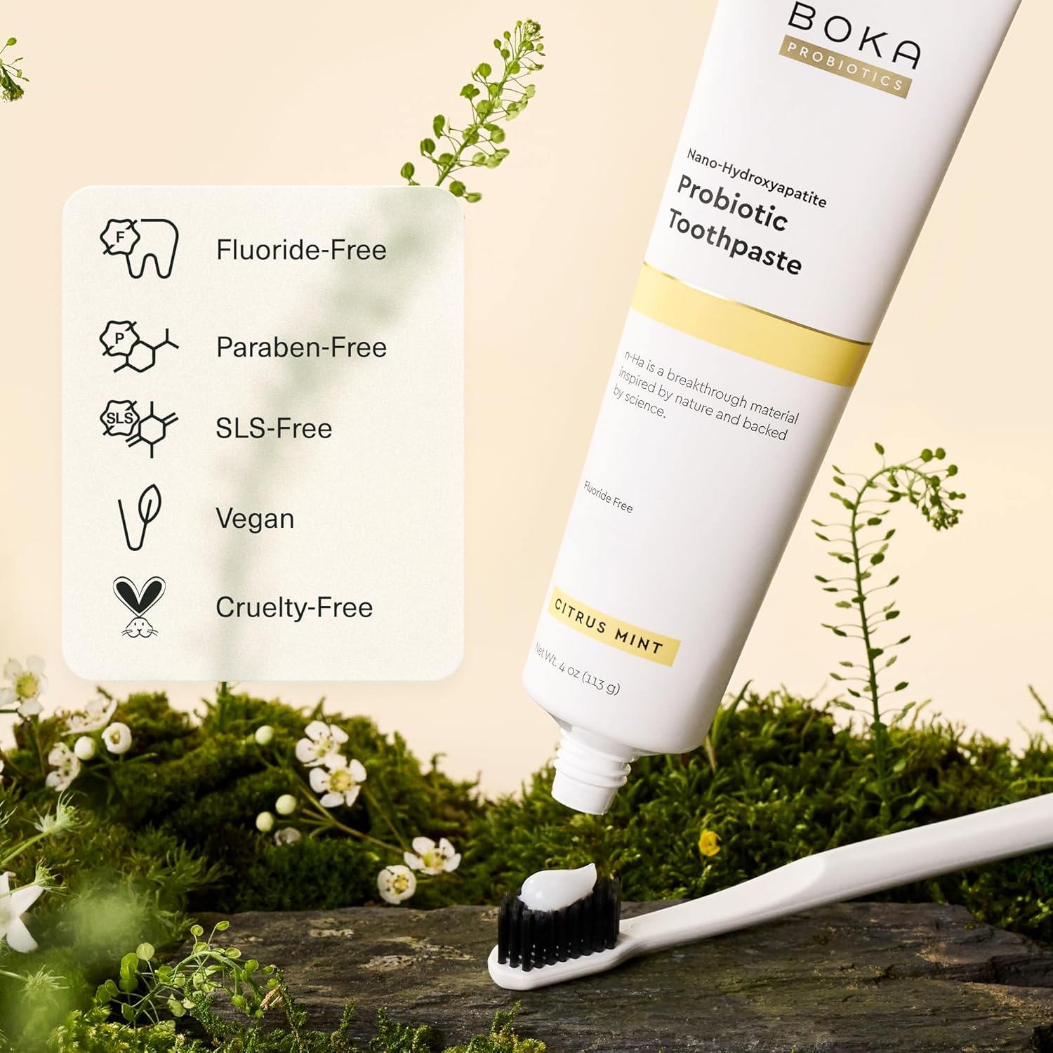 Boka Probiotic Toothpaste with Nano Hydroxyapatite – Biohacker Oral Care for a Calming Nighttime Wind-Down