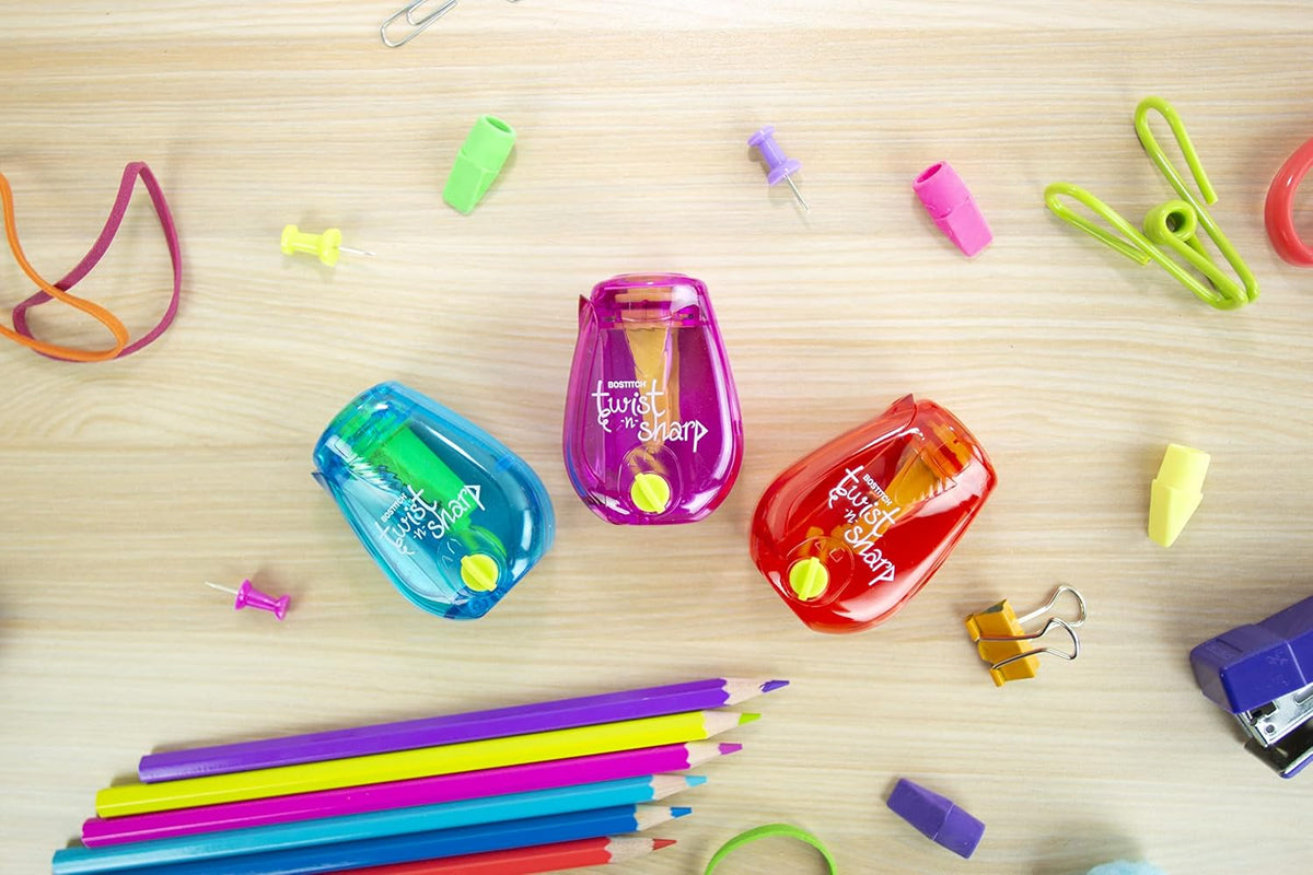 Bostitch Pencil Sharpener for Home Office and Homework Desks – Consistent Tip in a Few Twist Cycles