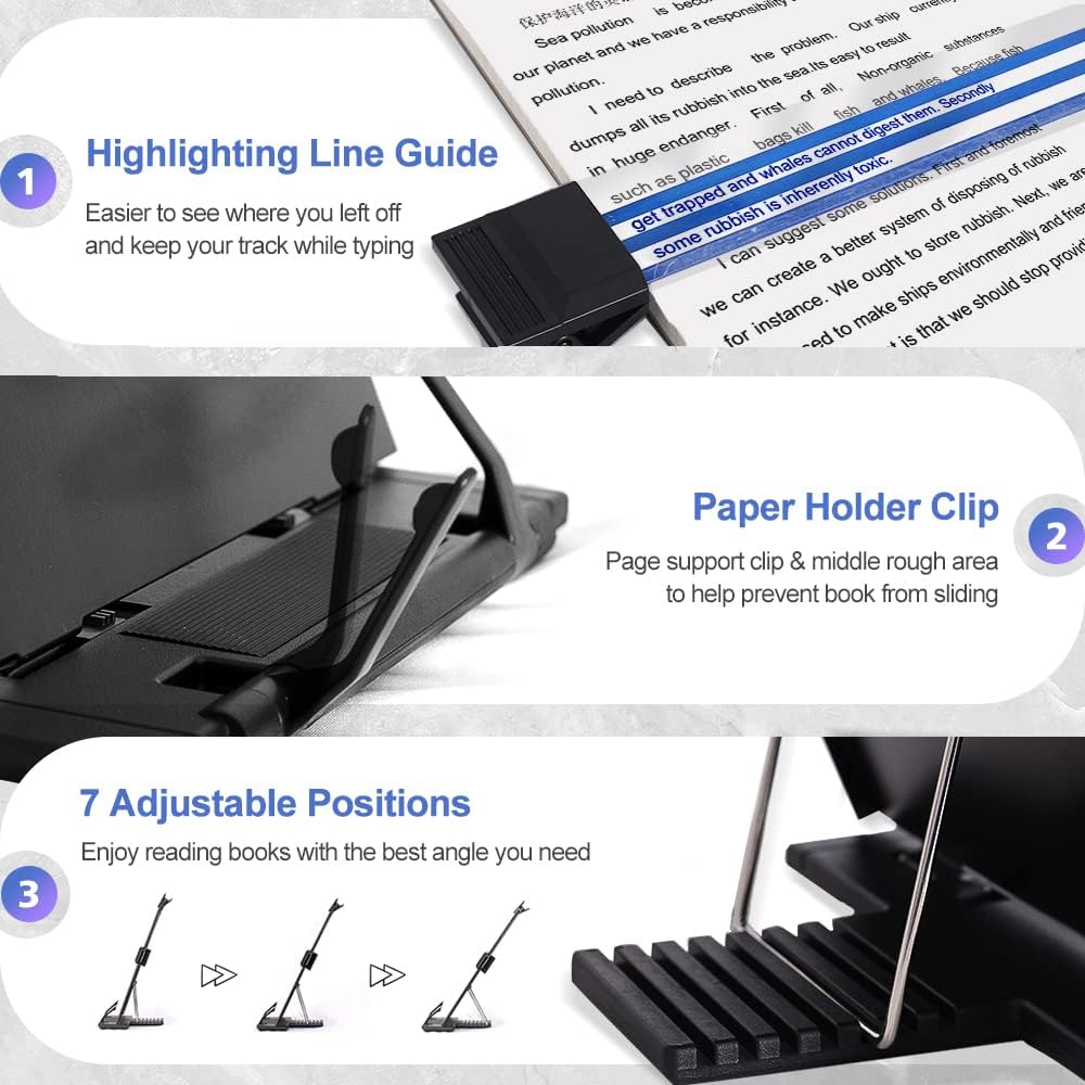 bottom page support clip and top page holder clip to keep documents and books open