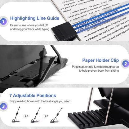 bottom page support clip and top page holder clip to keep documents and books open