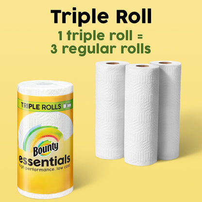 Bounty Essentials Select-A-Size Paper Towels – Sleek Multifunctional Rolls for Less-Is-More Homes, 4 Pack