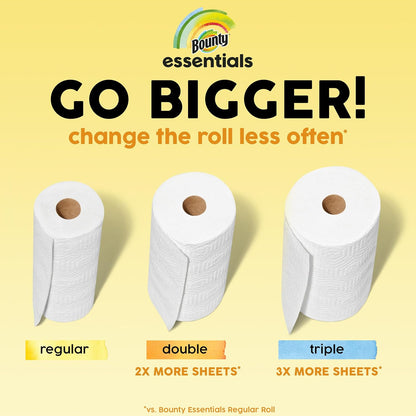 Bounty Essentials Select-A-Size Paper Towels – Sleek Multifunctional Rolls for Less-Is-More Homes, 4 Pack