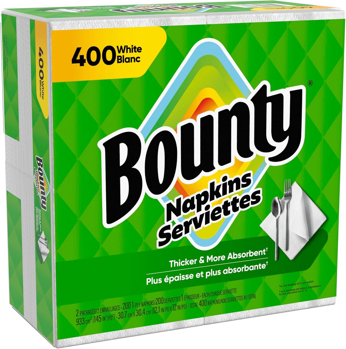 Bounty Paper Napkins White 400 Count – Classic White Dinner Napkins for Styled Table Settings