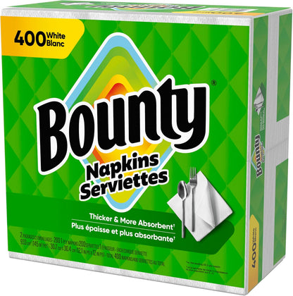 Bounty Paper Napkins White 400 Count – Classic White Dinner Napkins for Styled Table Settings