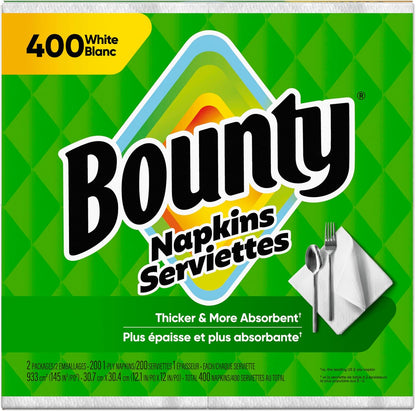 Bounty Paper Napkins White 400 Count – Classic White Dinner Napkins for Styled Table Settings