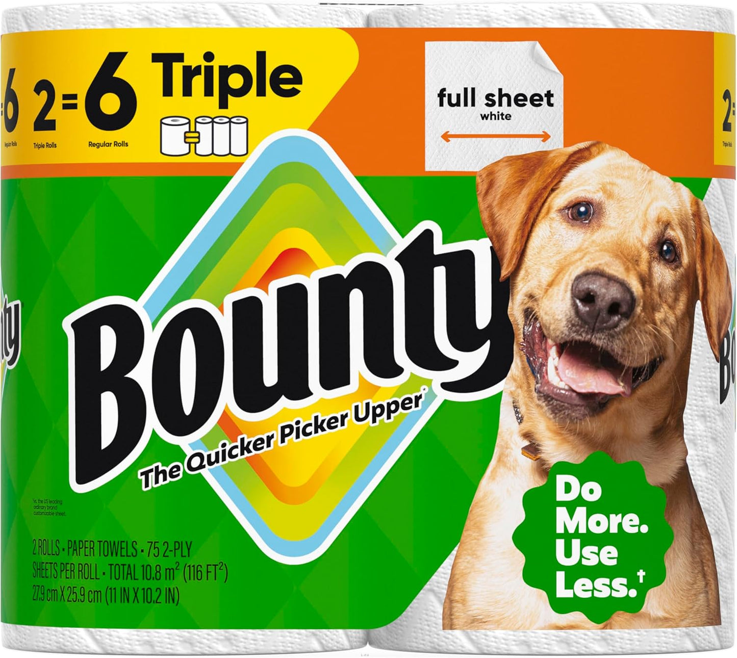 Bounty Triple Roll Paper Towels – 75-Sheet Rolls for Less Frequent Replacement and Better Workflow