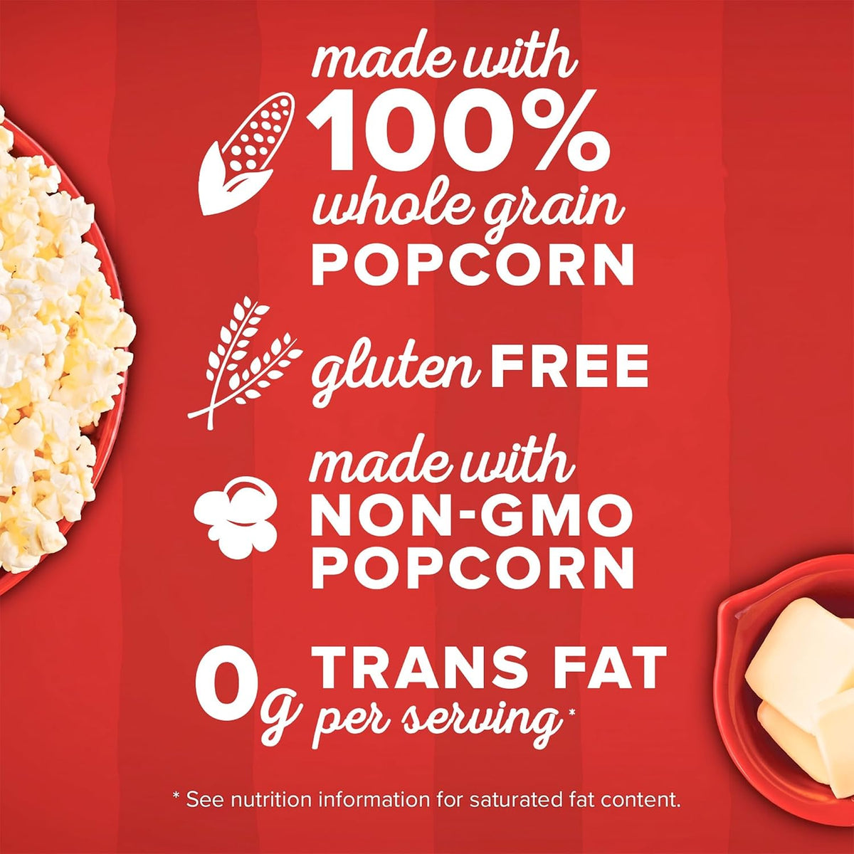 boxed, pre-portioned microwave bags eliminate kernel measuring and stovetop popping