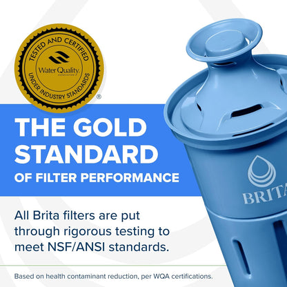 bpa-free, blue-colored cartridge with a fibrous matrix that holds carbon in place to prevent black flecks