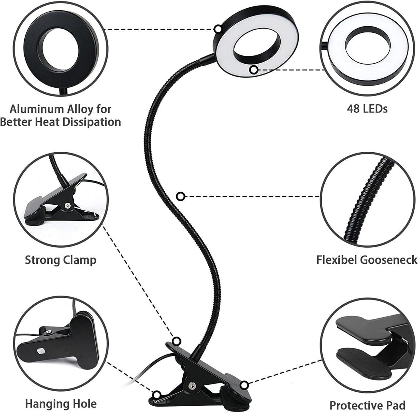 [Brand Name] Slim Gooseneck Lamp – Minimalist Home Office Accent Light, Understated Black Clamp Design