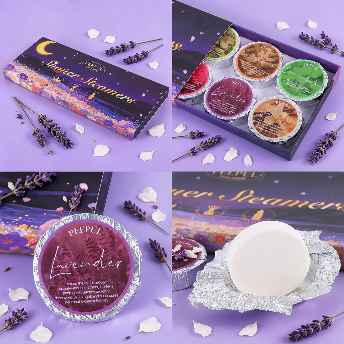 [Brand] Slow-Dissolve Shower Steamers – Post-Work Stress Relief Shower, Lavender and Chamomile Blend