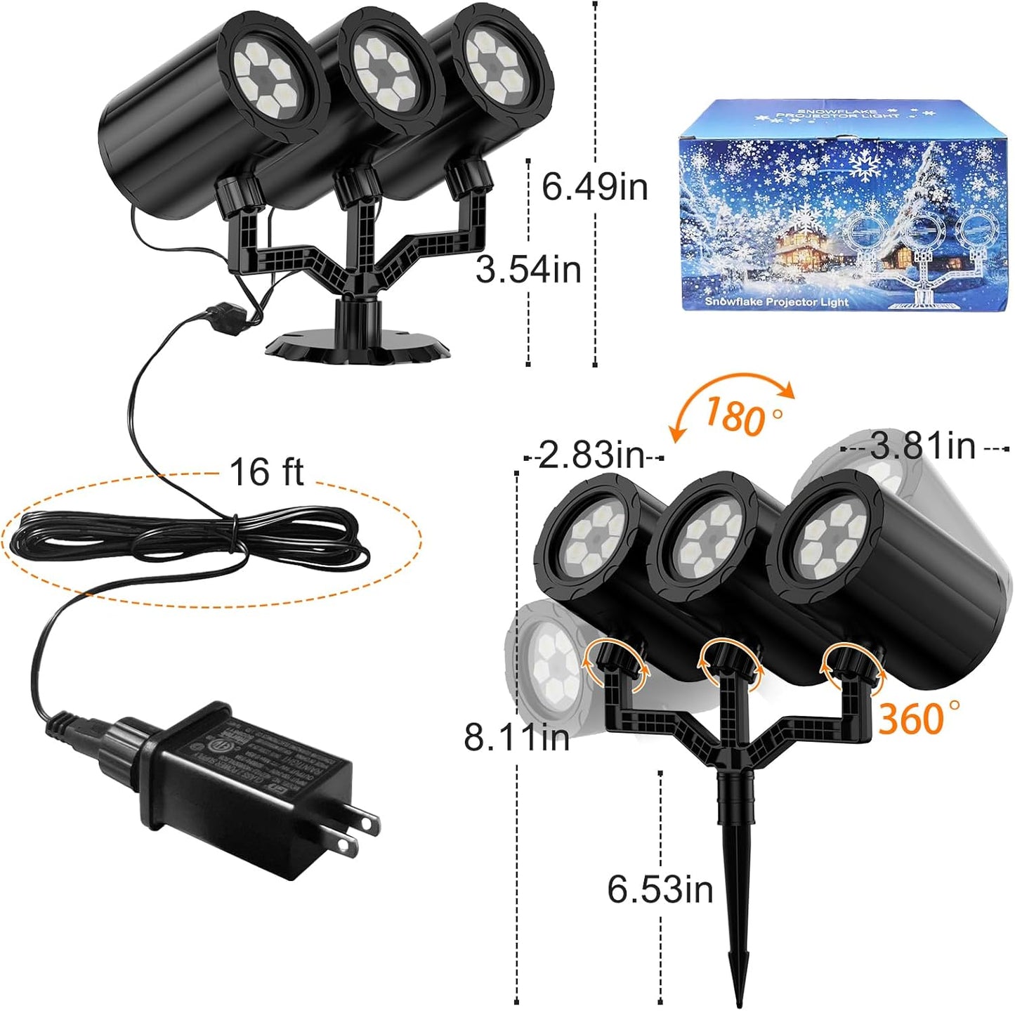[Brand] Snowflake Spotlight – Cool-Touch, Fire-Risk-Free Christmas Lighting Alternative