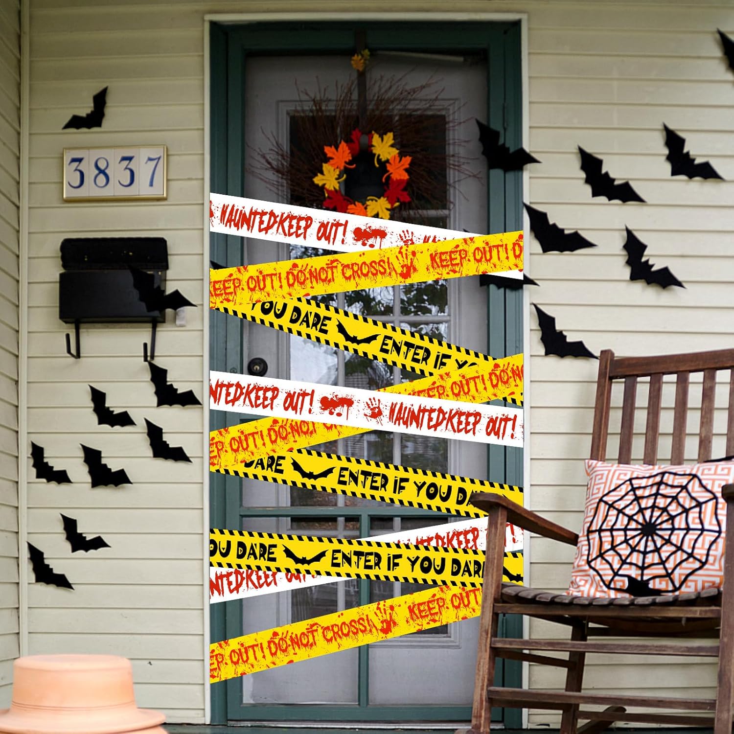 bright pre-printed lettering in yellow, scary red, orange, and black colorways