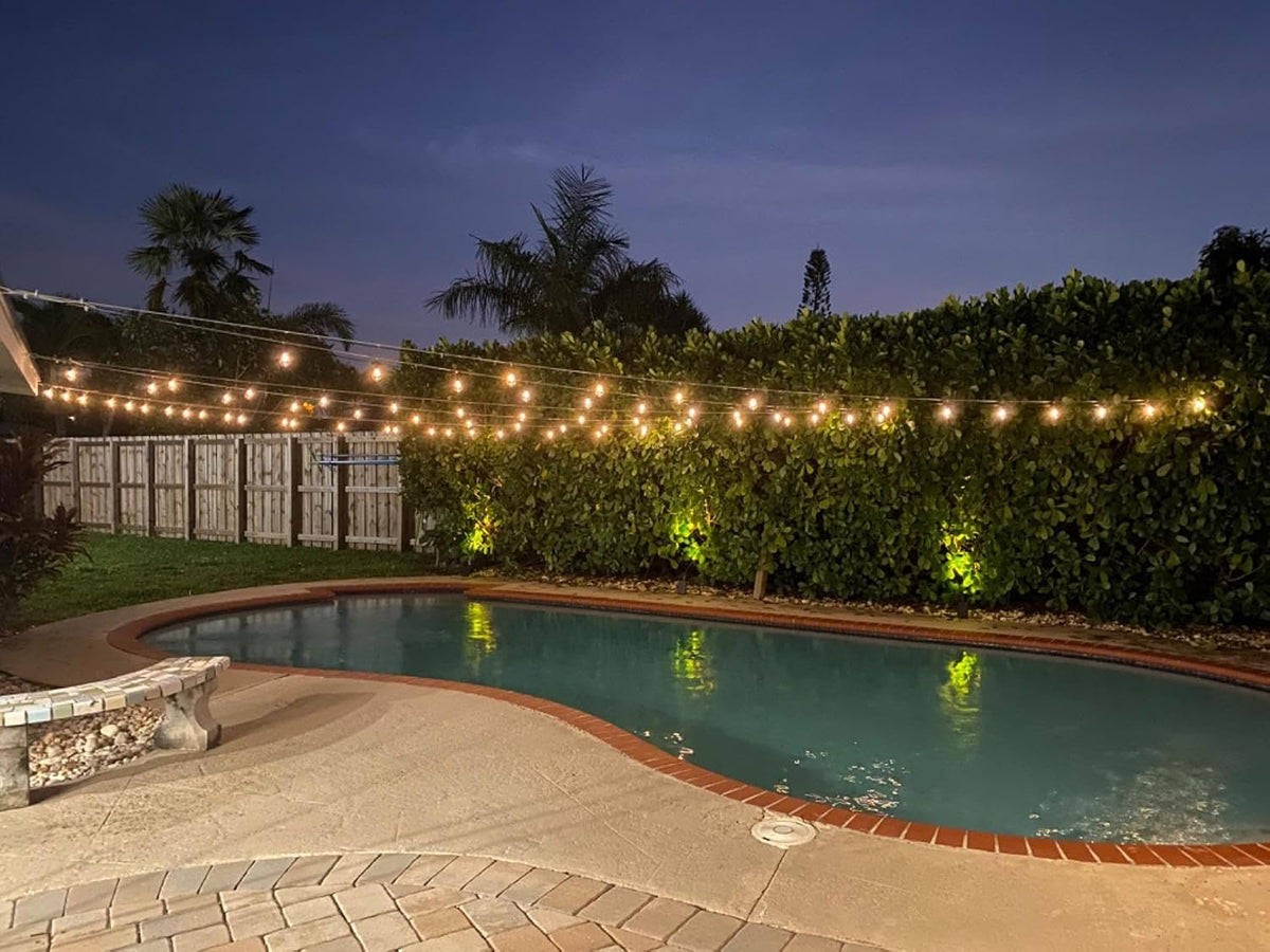 Brightech Ambience Pro Solar Outdoor String Lights – 48 ft Weatherproof Patio Lights for Backyard Dinners and Camping Nights