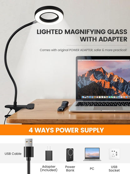 Brightech ViewMax – Needle Threading Helper, Magnifier Lamp for Stress-Relief Hand Crafts