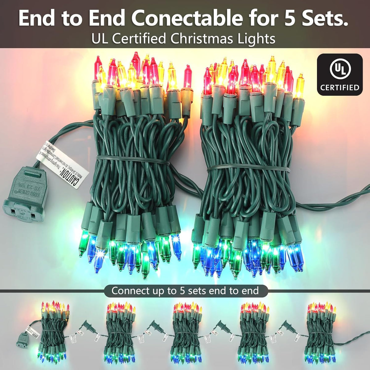 Brightown Connectable Christmas Lights 5 Strand Set – Practical Holiday Gift for First Apartment College Dorm and New Home